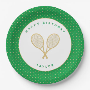 Assiettes En Carton Tennis Chic Sports à thème Vert et Or