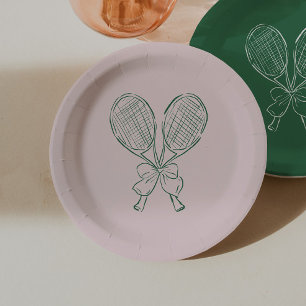 Assiettes En Carton Tennis de Raquette Courtside Country Club Annivers