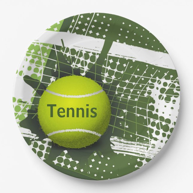 Assiettes En Carton Tennis Design Papier Plaque (Devant)