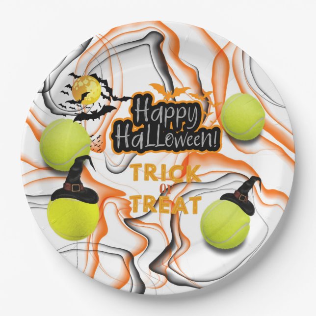 Assiettes En Carton Tennis Halloween (Devant)