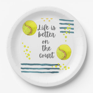 Assiettes En Carton Tennis Life est meilleur sur la aquarelle de court