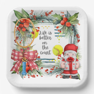 Assiettes En Carton Tennis Life est mieux sur le court Noël fête