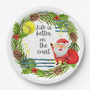 Assiettes En Carton Tennis Life est mieux sur le court Noël fête