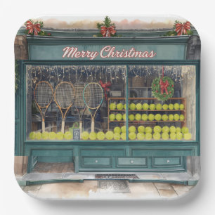 Assiettes En Carton Tennis Noël à thème avec magasin de tennis