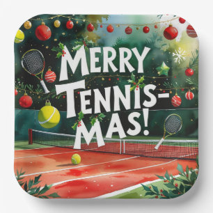 Assiettes En Carton Tennis Noël thème Joy Love Tennis Party