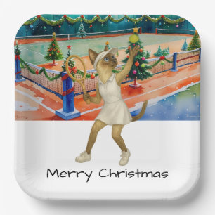Assiettes En Carton Tennis Noël thème pour les amateurs de chat siamoi