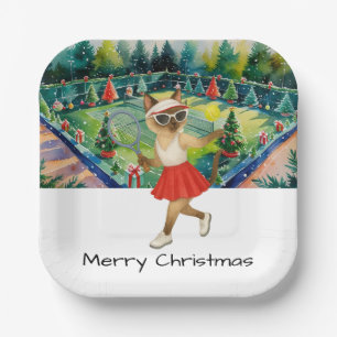 Assiettes En Carton Tennis Noël thème pour les amateurs de chat siamoi