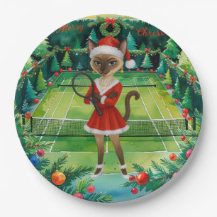 Assiettes En Carton Tennis Noël thème pour les amoureux de chats siamo