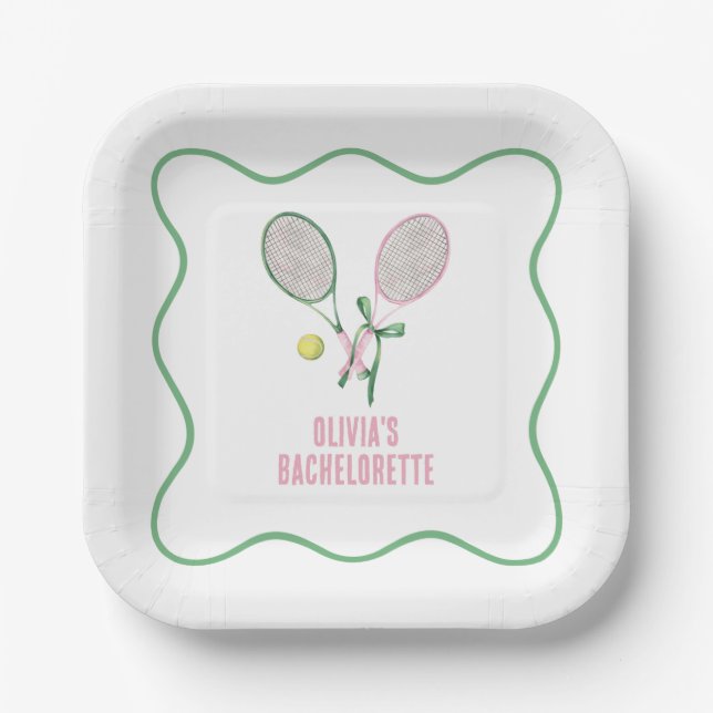 Assiettes En Carton Tennis preppy bachelorette paper plates (Recto)