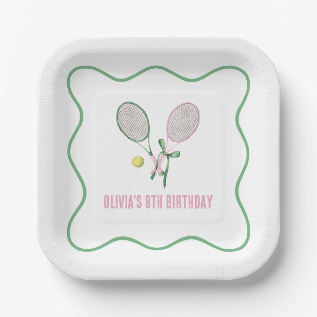 Assiettes En Carton Tennis preppy plaid anniversaire (Recto)