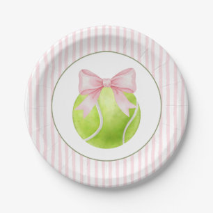 Assiettes En Carton Tennis Rayure Rose