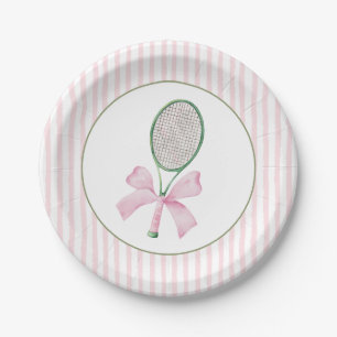 Assiettes En Carton Tennis Rayure Rose