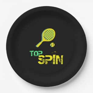 Assiettes En Carton Tennis Sport Pop Art, Green & Yellow Racket & Ball