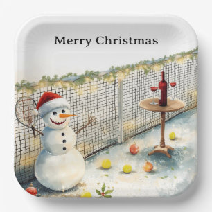 Assiettes En Carton Tennis thème Noël Snowman jouer au tennis