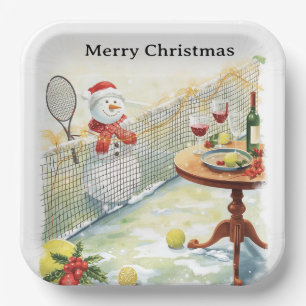 Assiettes En Carton Tennis thème Noël Snowman jouer au tennis