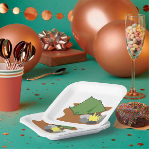 Assiettes En Carton Tente de camping et feu de camp Aventure en plein