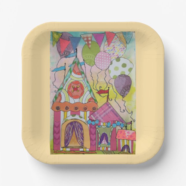 Assiettes En Carton Tentes de cirque et ballons-2 (Recto)