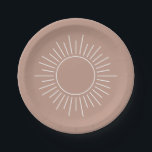 Assiettes En Carton Teraccotta Sun<br><div class="desc">Un arrière - plan de couleur terre avec un contour de soleil. Parfait pour la fête d'anniversaire de votre petit "Premier voyage autour du soleil" !</div>