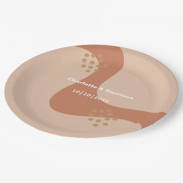 Assiettes En Carton Terme en terre cuite douce Mariage Abstrait modern (Angle)
