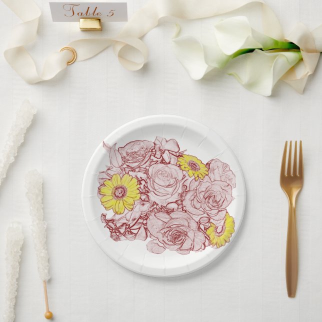 Assiettes En Carton Terra Cotta Bouquet Outdoor (Mariage)