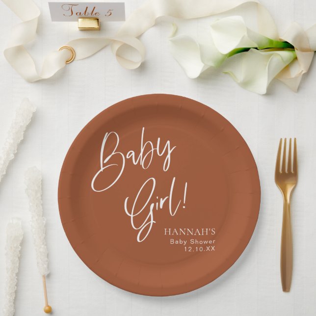 Assiettes En Carton Terracotta Bohemian Earthy Girl Baby shower (Mariage)