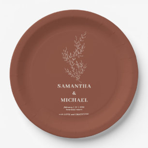 Assiettes En Carton Terracotta Ivy Flower Moderne Classique Mariage