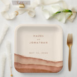 Assiettes En Carton Terracotta Ombre | Mariage Boho minimaliste<br><div class="desc">Plaques de papier d'accueil en terre cuite douce mariage,  qui font partie de notre collection moderne teintée à l'aquarelle. Avec des tons neutres écrus à la rouille à l'orange brûlé,  rappelant les déserts d'argile,  appliqué dans des traits peints de lavement à l'aquarelle riche,  assorti au texte minimaliste.</div>
