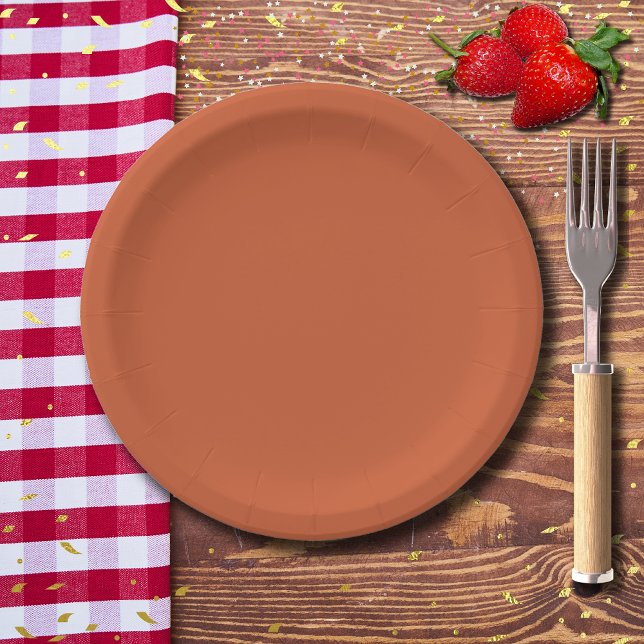 Assiettes En Carton Terracotta Orange Solide Couleur Chaleureuse & Con (Créateur téléchargé)