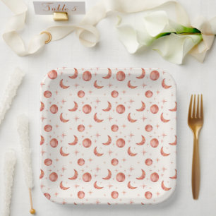 Assiettes En Carton Terracotta sous la lune et les étoiles