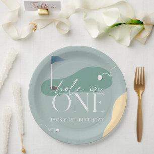 Assiettes En Carton Terrain de golf Hole in One Garçon 1er Anniversair