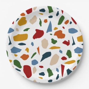Assiettes En Carton Terrazzo Motif coloré