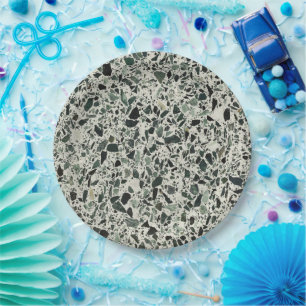 Assiettes En Carton Terrazzo Vert Moderne