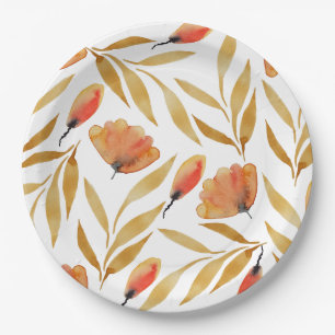 Assiettes En Carton Terre cuite jaune moutarde floral