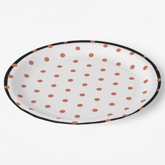 Assiettes En Carton Terre Cuite Points noirs (Angle)