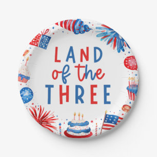 Assiettes En Carton Terre Des Trois 4 juillet 3e Fête D'Anniversaire