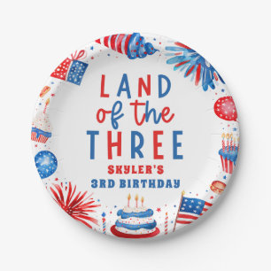 Assiettes En Carton Terre Des Trois 4 juillet 3e Fête D'Anniversaire
