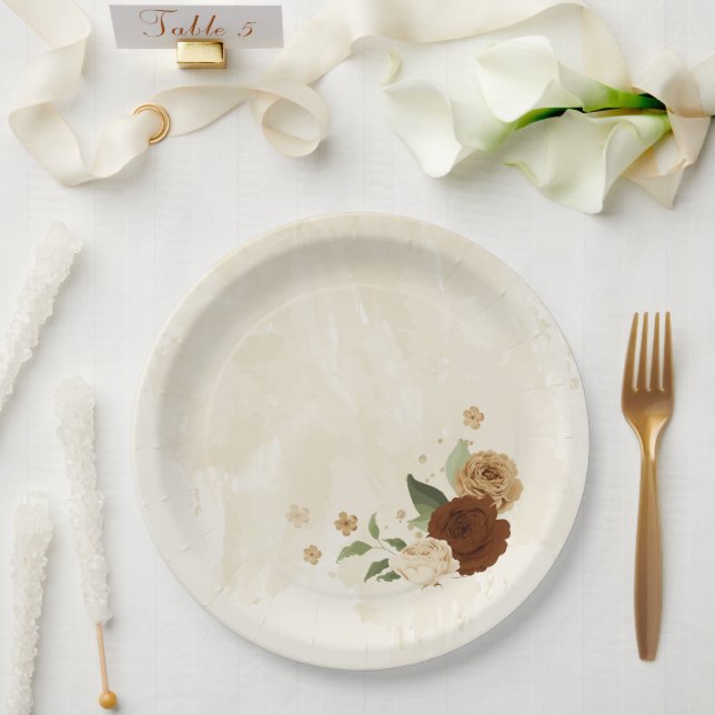Assiettes En Carton terre terre terre ton mariage floral (Mariage)