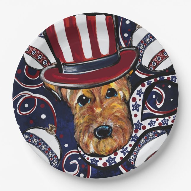 ASSIETTES EN CARTON  TERRIER AIREDALE    (Devant)