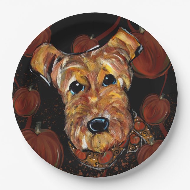 ASSIETTES EN CARTON TERRIER AIREDALE        (Devant)