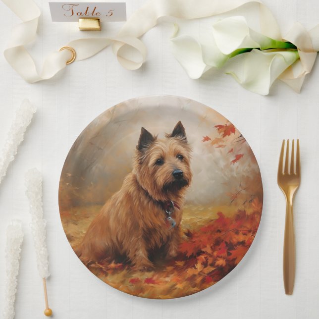 Assiettes En Carton Terrier australien en automne Leaves automne Inspi (Mariage)