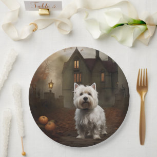 Assiettes En Carton Terrier blanc de l'ouest de l'Écosse Halloween Épo