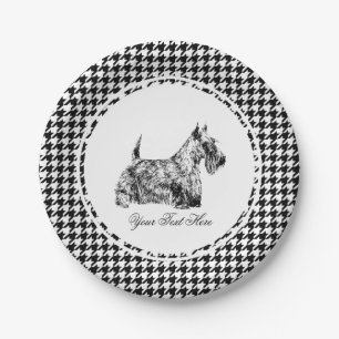 Assiettes En Carton Térrier écossais et pied-de-poule Personnaliser