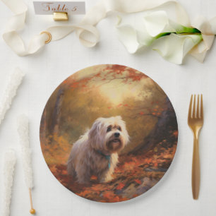 Assiettes En Carton Terrier tibétain à l'automne Feuilles automne Insp