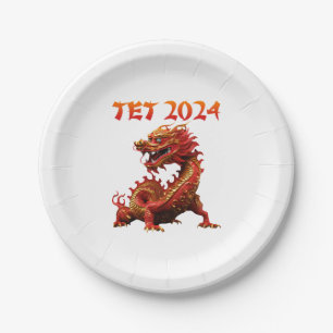 Assiettes En Carton Tet 2024 Année du Nouvel An dragon vietnamien