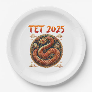 Assiettes En Carton Tet 2025 Année du serpent Nouvel An vietnamien