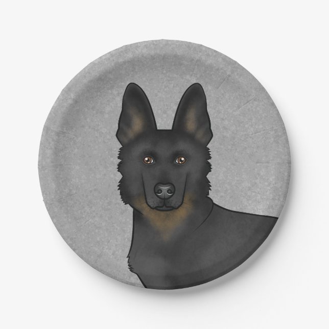 Assiettes En Carton Tête de chien mignonne Bi-Black Berger Allemand Gr (Devant)