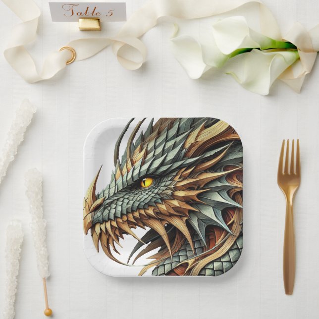 Assiettes En Carton Tête de dragon (Mariage)
