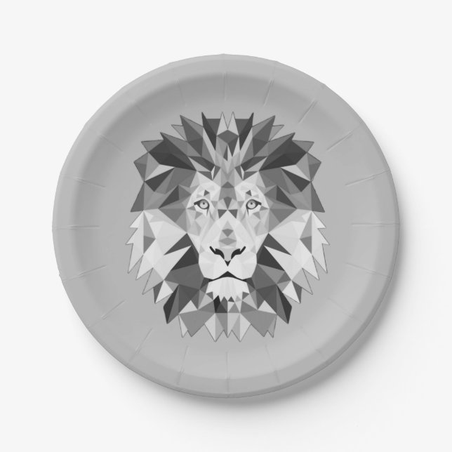 Assiettes En Carton Tête de lion géométrique cool (Devant)