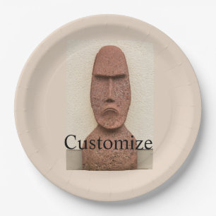 Assiettes En Carton Tête de Moai de l'île de Pâques Thunder_Cove