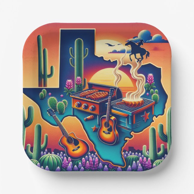 Assiettes En Carton Texas BBQ Party 2 (Recto)